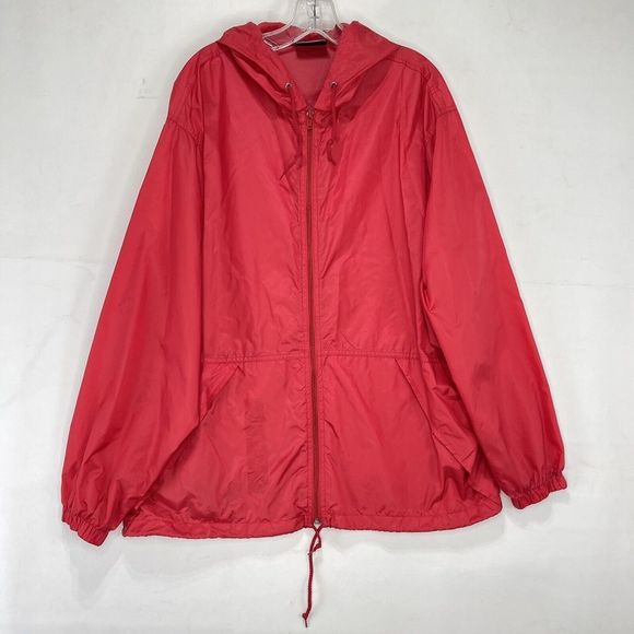 Casual Gear Rain Hooded Mens Large Red Long Sleeve Full Zip Jacket - Picture 14 of 14